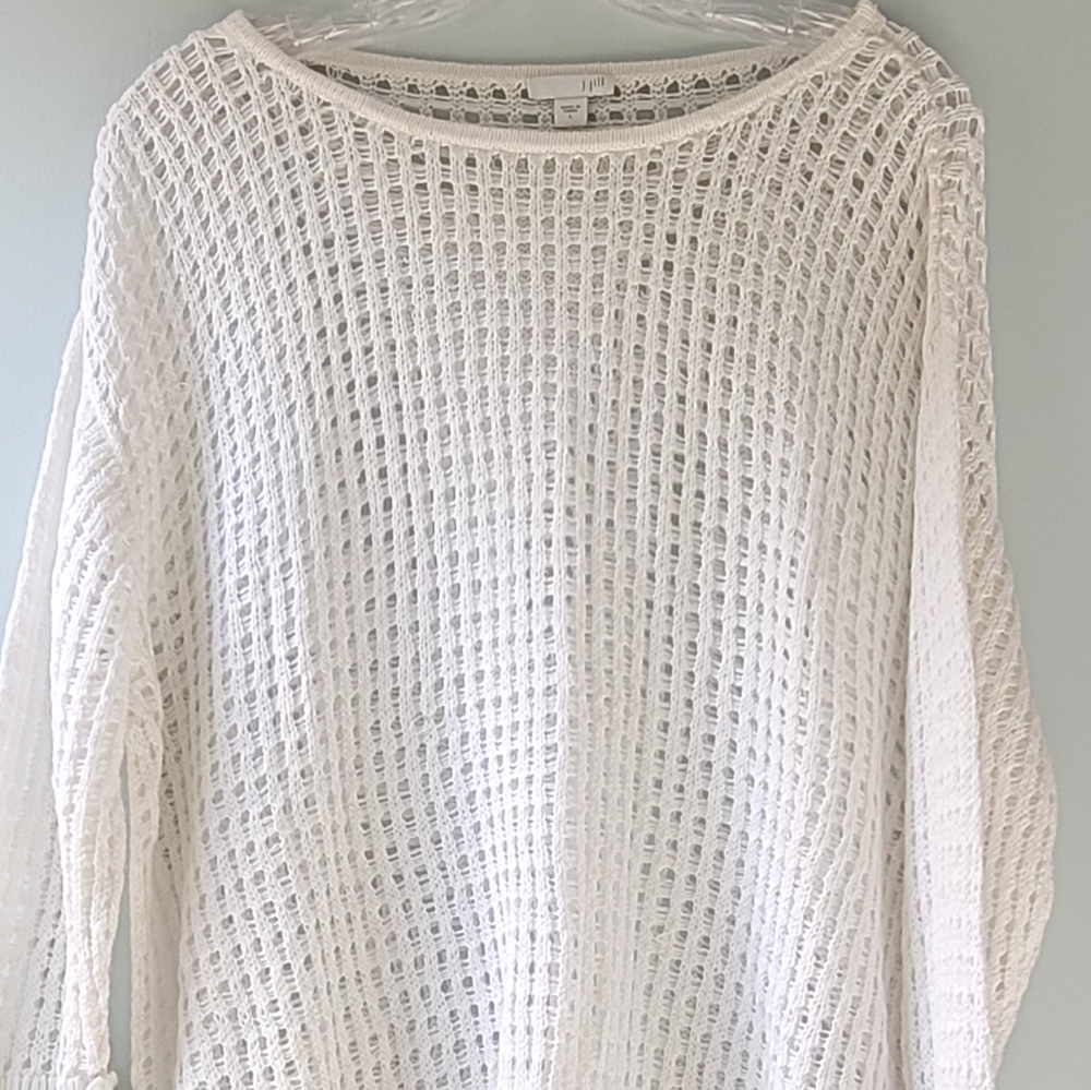 J.JILL | 3/4 SL FISHNET KNIT SWEATER, SZ L - Picture 9 of 12